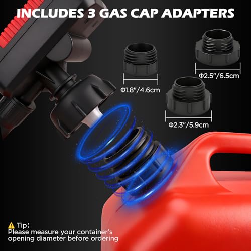 Automatic Fuel Transfer Pump with Auto-Stop Sensor(3.2 GPM), Battery Operated Gas Can Pump with 3 Can Adapters, Extra Long Hose, Portable Fuel Pump for Oil, Diesel, Gasoline (Batteries Not Included) - style: New Version