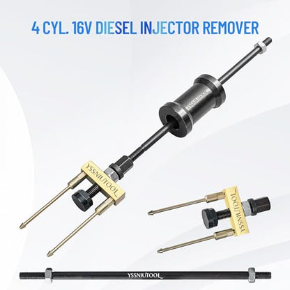 Fuel Injector Removal Puller Kit Injector Seal Install Tool Compatible with VW TDi 4 Cyl 8V 16V Diesel, Replacement for VW Audi1.2 1.4 1.6 1.8 2.0 2.7 3.0 3.2 3.6 V6 4.2 V8 FSI TSI TFSI Petrol