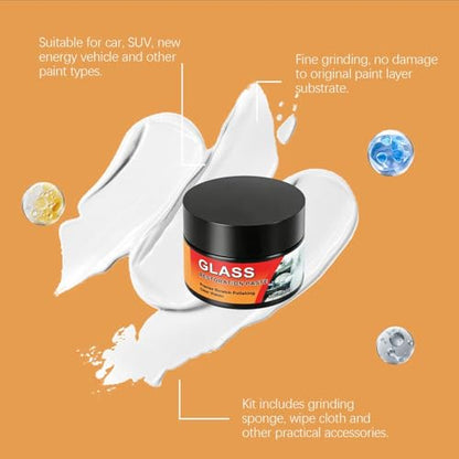 Glass Scratch Repair Kit - 50g with Sponge Polishing Cleaning Wax - Car Windshield Scratch Remover,for Truck SUV RV Sedan Automotive Outdoor Travel Road Trip Home Apartment