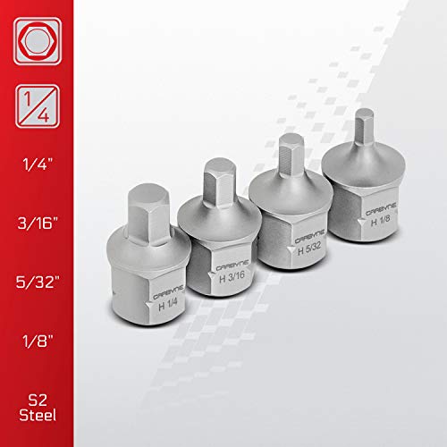 CARBYNE 9-Piece SAE Stubby Low Profile Hex (Allen) Bit Socket Set, 1/8 to 9/16 in., S2 Steel, Super Short Allen Sockets, Dual Drive Internal Square and External Hex for Tight Confined Spaces - size: SAE Hex