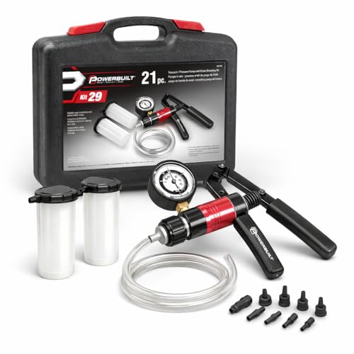 Powerbuilt Vacuum Pump Set with Hoses, Repair Components and Hydraulic Systems, Hoses, Reservoir and Adaptors, Bleed Air and Siphon Car Fluids 648774