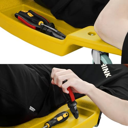 PM PERFORMOTOR Inches Heavy-Duty Low-Profile Roller Automotive Creeper with Padded Headrest, Yellow, PM-TOL-CPC48-YL - size: 48 Inches