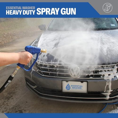 Essential Washer Short Pressure Washer Gun with Brass Quick Connect & M22 Adaptors Compatible with Foam Cannon | High Pressure Water 4000 PSI - style: Brass Non Swivel Gun