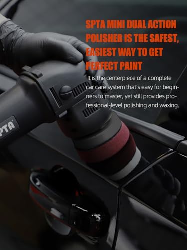SPTA Mini Orbital Polisher - 3 Inch 10mm/780W Variable Speed Dual Action With Polishing Pads, Sanding Discs, Pad Conditioning Brush