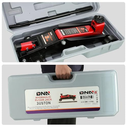 DNA Motoring 3 Ton Low Profile Floor Jack, 3 tons (6000 lbs) Capacity Fast Lift Hydraulic Trolley Service/Floor Jack, 7.7-21" Lifting Range, Red, TOOLS-00674-RD - color: Red, style: 3 ton