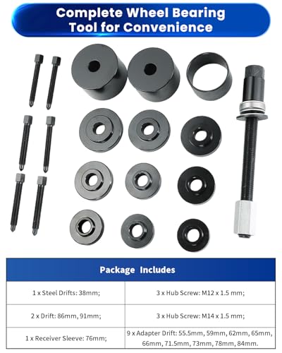 ATPEAM 19pcs Universal Front Wheel Drive Bearing Puller | Front Wheel Hub Removal Car Kit Set