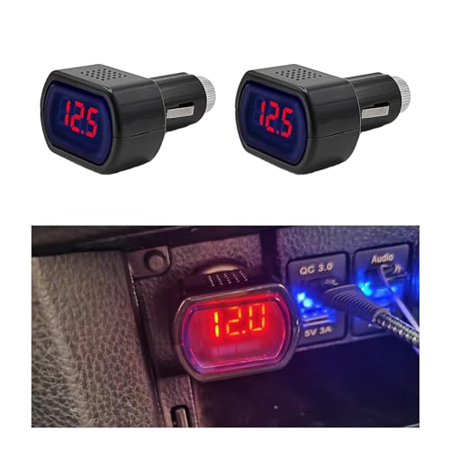 2 PCS Car LED Cigarette Lighter Voltmeter, DC 12V 24V Battery Voltage Digital Panel Meter, Universal Auto Electric Volt Gauge Monitor, Car Accessories for Motorcycle Truck - color: 2 PCS