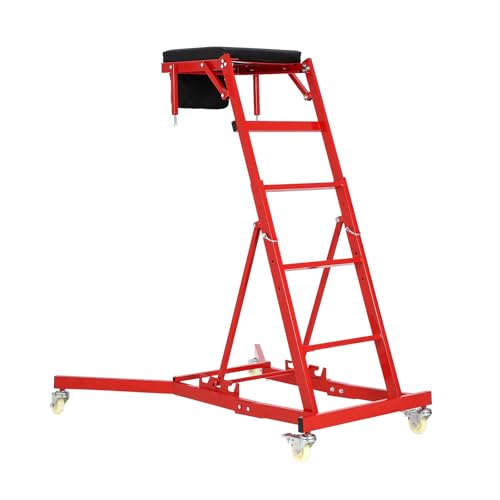 Top Automotive Creeper, 400LBS Capacity Adjustable Mechanic Creeper (49.2"-68.9") with Locking Wheels & Tool Pouch, High Top Car Creeper for Truck, SUV, Garage Repair - color: Red