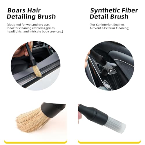 Professional Car Interior Detailing Kit - Scratch-Free Brushes, Vent Cleaner & Gel for Deep Clean | 10-Piece Set to Clean Leather Dashboard AC Vents (SUV Truck Car)
