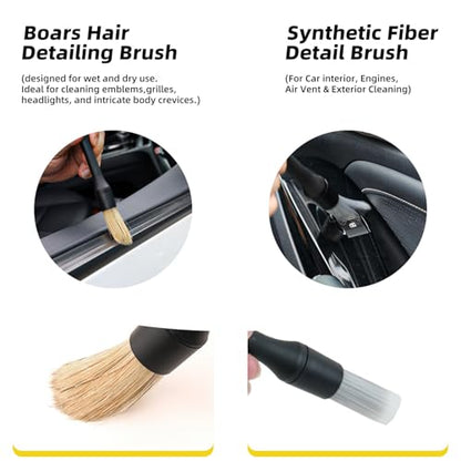Professional Car Interior Detailing Kit - Scratch-Free Brushes, Vent Cleaner & Gel for Deep Clean | 10-Piece Set to Clean Leather Dashboard AC Vents (SUV Truck Car)