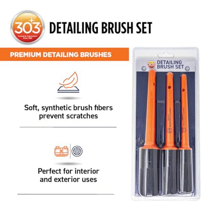 303 Detailing Brush Set, 3-Pack | Premium detailing brushes for cleaning interior and exterior vehicle surfaces.