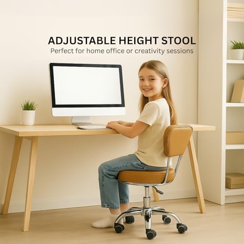 MAYAKOBA Dayton Rolling Stool with Backrest – Black Pneumatic Seat, Adjustable Height 13"-15", Ergonomic Design for Home Office, Garage, Gardening, Lab, School, Mechanic Tasks - color: Black