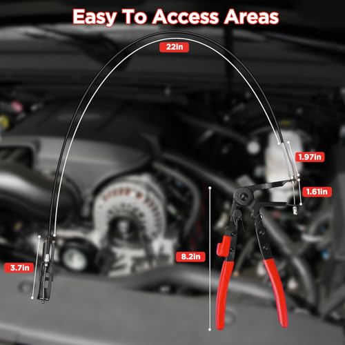 BETOOLL 5pcs Wire Long Reach Hose Clamp Pliers Set Fuel Oil Water Hose Auto Tools