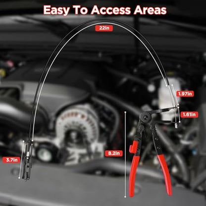 BETOOLL 5pcs Wire Long Reach Hose Clamp Pliers Set Fuel Oil Water Hose Auto Tools