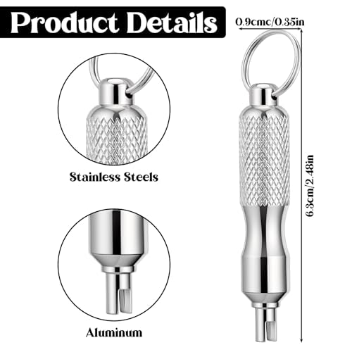 2Pcs Valve Stem Removal Tool, Stainless Steel Motorcycle Keychain, Valve Stem Puller Remover Core Tire Valves Stem Tool Portable Repair Accessories for Car Bicycle Motorcycle Repair Install