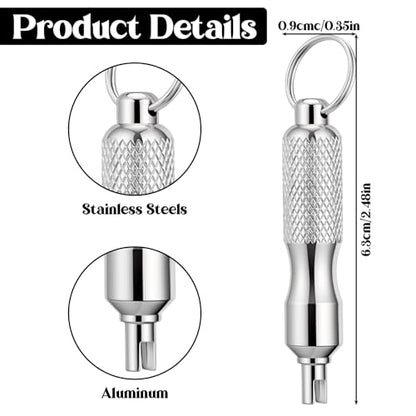 2Pcs Valve Stem Removal Tool, Stainless Steel Motorcycle Keychain, Valve Stem Puller Remover Core Tire Valves Stem Tool Portable Repair Accessories for Car Bicycle Motorcycle Repair Install