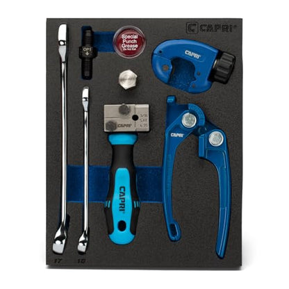 Capri Tools 3/16 in. Double Flaring Tool Kit for Brake Lines 3/16" SAE (4.75 mm) with Wrenches, Tube Cutter, and Tube Bender