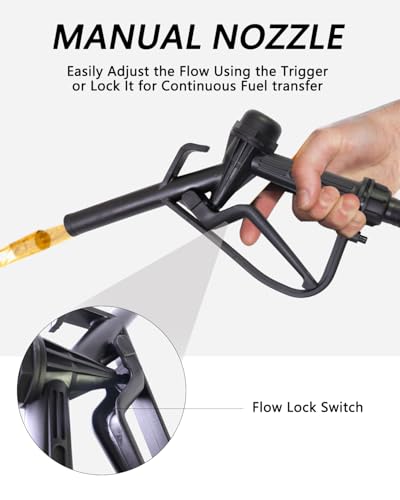 12V 13GPM Diesel Fuel Transfer Pump, 6.5FT Suction Hose & 13FT Discharge Hose for Diesel/Kerosene, with Nozzle & Fittings