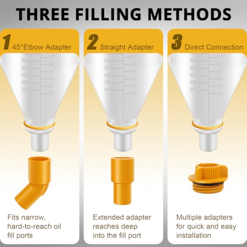 YSTOOL Automotive Engine Oil Filling Funnel Kit 15PCS No Spill Fluid Change Tool Set with 1.5QT Funnel and 14PCS Dedicated & Universal Adapters Fits Chrysler GM Toyota Ford VAG Jeep Dodge etc.