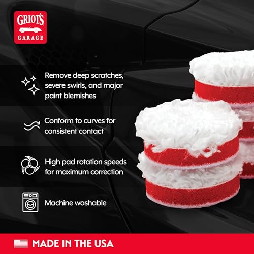 Griot's Garage BOSS 1” Microfiber Pads for Car Polishing and Detailing, Buffing Pads for Moderate and Severe Scratch Removal, Set of 6 - size: 1 Inch Pads (Set of 6)