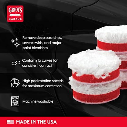 Griot's Garage BOSS 1” Microfiber Pads for Car Polishing and Detailing, Buffing Pads for Moderate and Severe Scratch Removal, Set of 6 - size: 1 Inch Pads (Set of 6)