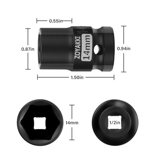 14mm Socket 1/2" Drive Shallow 6 Point CR-MO Metric Impact Socket - size: 14mm, style: 1/2" Drive Standard