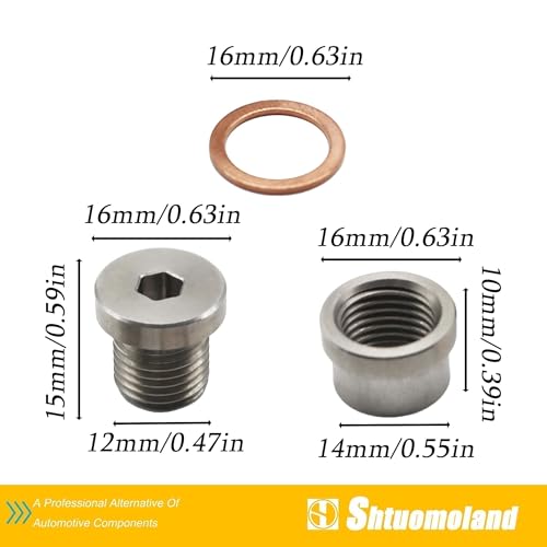 12mm Transmission Drain Plug Kit Steel Bung & Steel Plug & Washer Transmission Sump Drain Plug Oil pan drain plug (Weld In)
