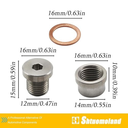 12mm Transmission Drain Plug Kit Steel Bung & Steel Plug & Washer Transmission Sump Drain Plug Oil pan drain plug (Weld In)