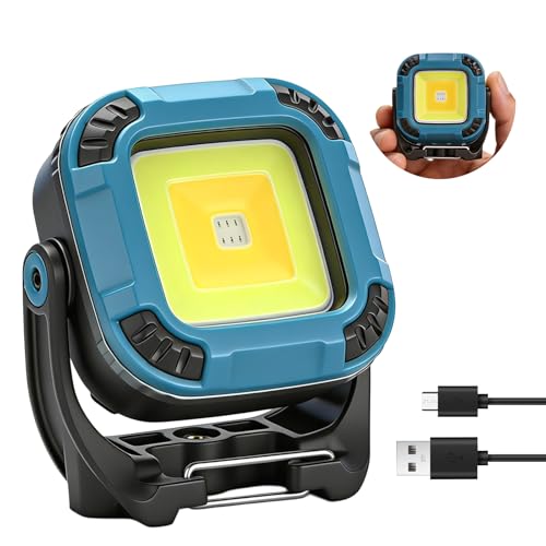 Rechargeable Magnetic Work Light, 1100 LM Portable Light | LED Work Light, IP65 Waterproof, Hook, Magnetic Light for Mechanics, Car Repair, Emergency, Compact, 1200mAh(Blue) - color: Blue, size: 1 Pack