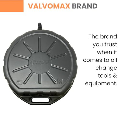 ValvoMax 16L Oil Drain Pan for Changing Oil - Large 4 Gallon (17 Quarts) Capacity with Pour Spout & Anti-splash Lip, Heavy Duty with Carrying Handles - Sturdy and Easy to Clean
