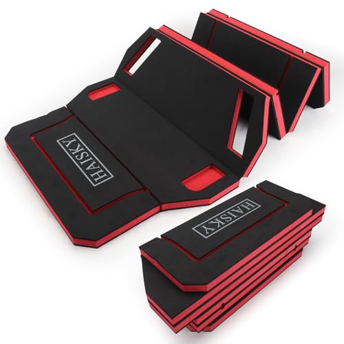 Foldable Mechanic Mat Kneeling Pad, Extra Wide 22.44" Folding Mat with Slots for Screws & Accessories, 1.2" Thick EVA Foam for Working Under Car, Gardening, Yardwork, Workshop Repairing, Camping - color: Red & Black