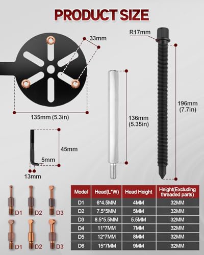 Clatoon 21 in 1 Bearing Puller, Bearing Puller Kit with Curved Hook and Red Steel Collet Multifunctional Bearing Removal Tool, Bearing Disassembly Gear Three-Jaw Puller