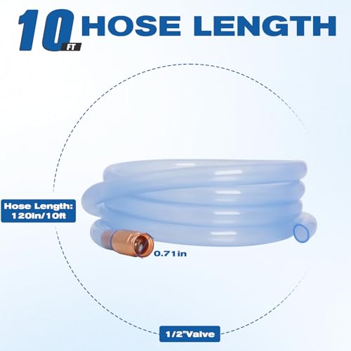 wadoy Shaker Siphon Hose 1/2",Gas Siphon Pump for Gasoline, safety siphon | 10FT Self-Priming Copper Valve, Extended PVC Hose for Gasoline, Diesel and Water, Ideal for Gas Cans, Boat and Lawn Equipment - size: 10FT
