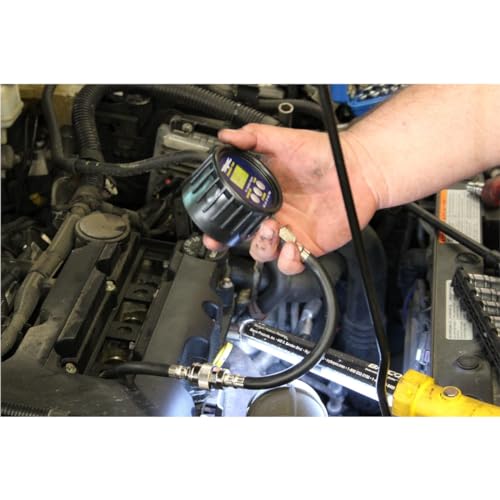Mityvac MV5532 Digital Gasoline Compression Test Kit, Up to 12 Cylinders, Backlit LC Display, 9V Battery, Oil-Resistant Gauge with Rubber Boot, Displays PSI, Bar and kPa, Custom-Molded Case