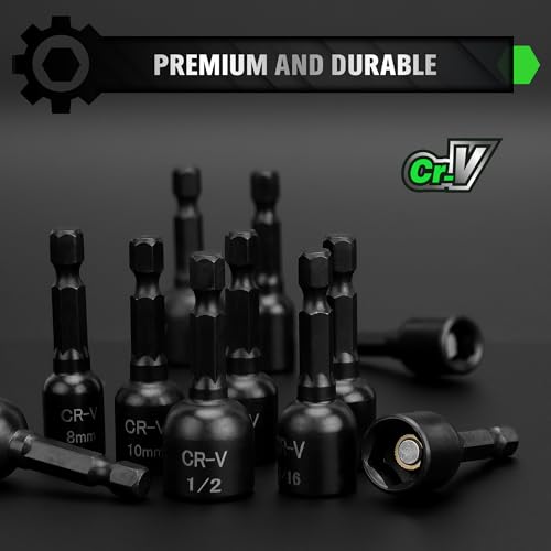 20-Piece Magnetic Nut Driver Set, Metric & SAE 1/4" Hex Shank, Drill Socket Set, Impact Driver Bit Set, Magnetic Bit Holder with Aluminum Alloy Snap Clip, Quick Change Tool - style: 20PCS 48mm