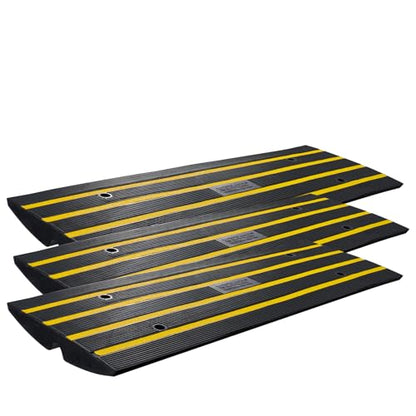 VEVOR Rubber Curb Ramp for Driveway 3 Pack, 15T Heavy Duty Sidewalk Curb Ramp, 48" Lx2.6 H Bridge Ramp for Garage for Low Cars, Wheelchairs, L.O.A. 12 FT - size: 2.6" Rise (3-Pack, 48" L)