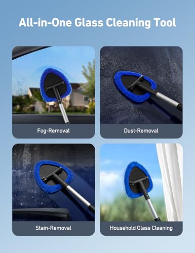 AstroAI 8pcs Windshield Cleaner Tool, Car Interior Detailing Kit with AC Vent Brush, 3 Cleaning Brushes, 4 Microfiber Pads and Spray Bottle, All-Inclusive Cleaning Solution, Car Accessories, Blue - style: with 4 Detailing Brushes