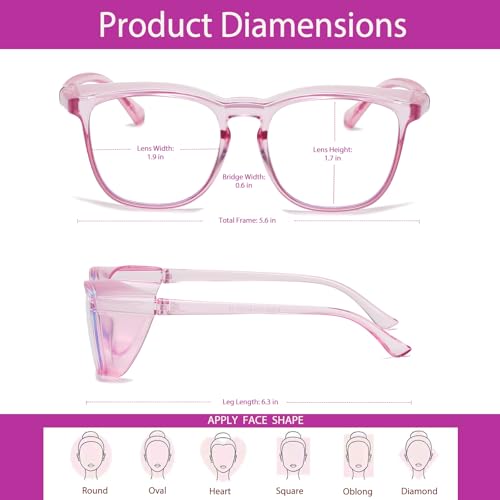 Feaglo Safety Glasses, Anti Fog Safety Goggles for Women Men, Blue Light Blocking Stylish Eye Protection Glasses Side Shield - color: Purple+rainbow