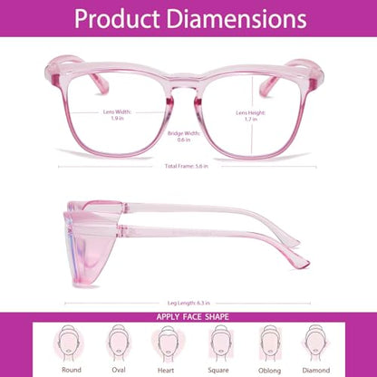 Feaglo Safety Glasses, Anti Fog Safety Goggles for Women Men, Blue Light Blocking Stylish Eye Protection Glasses Side Shield - color: Purple+rainbow