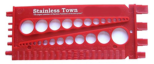 Stainlesstown Nut Bolt Thread Gauge (Red) - Measures Diameter, Thread Pitch & Length - Fractional #4 to 1" & Metric 3mm to 22mm - Durable 1/4" Thick Hard Plastic - color: Red