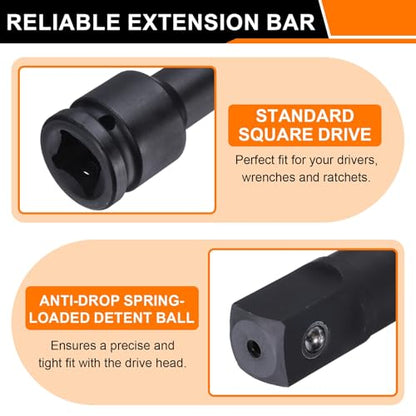 HARFINGTON Impact Socket Extension Bar 3/4" Square Drive 6" Long CR-V Steel Extension Rod Ratchet Wrench Driver Adapter for Axle Nut Sockets, Black - size: 3/4" Square Drive 6" Long