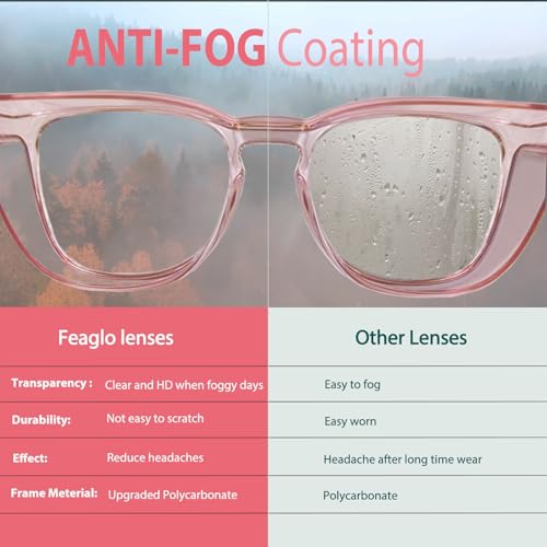 Feaglo Safety Glasses, Anti Fog Safety Goggles for Women Men, Blue Light Blocking Stylish Eye Protection Glasses Side Shield - color: New Leopard+pink