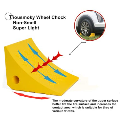 Wheel Chocks, Rubber Wheel Chock with Curved, Durable, Non-Slip, Solid Trailer Wheel Chocks for Boat Trailers, RV, Truck, Camper, 30000lbs (Yellow) - color: YELLOW