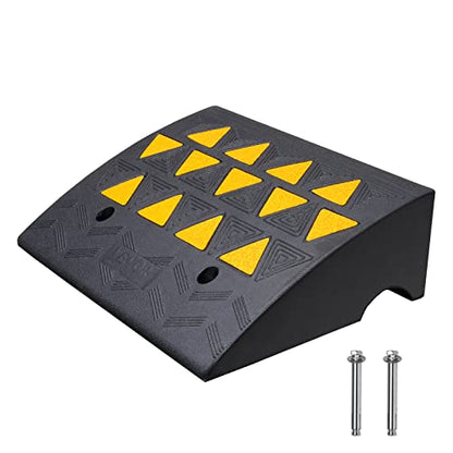 VEVOR Rubber Curb Ramp 6'' Rise Height Sidewalk Threshold Ramp, 14.6'' Width 19.3'' Length Driveway Ramp 33069 lbs Load Capacity for Curb for Forklifts, Trucks, Buses, Cars, Wheelchairs, Bike - size: 6" H x 19.3‘’ L