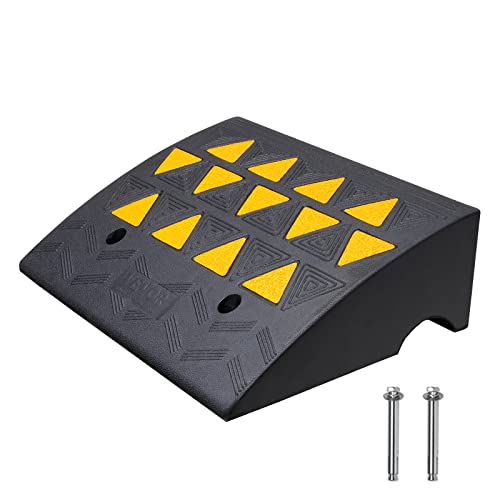 VEVOR Rubber Curb Ramp 6'' Rise Height Sidewalk Threshold Ramp, 14.6'' Width 19.3'' Length Driveway Ramp 33069 lbs Load Capacity for Curb for Forklifts, Trucks, Buses, Cars, Wheelchairs, Bike - size: 6" H x 19.3‘’ L