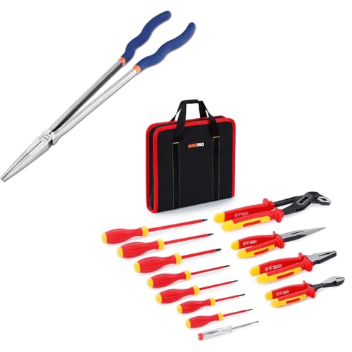 Long Reach Pliers and Insulated Electrician Pliers & Screwdriver Set