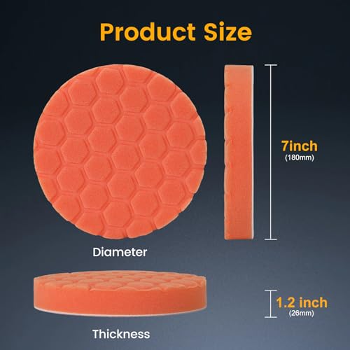 Bufing Polishing Pads - 7Pcs Face for Backing Plate, Car Compound Buffing Sponge Pads and Woolen Cutting Polishing Pad Kit (7 inch)