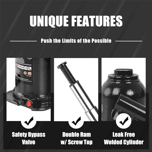 Torin ATH80402XB-1 Double Ram Welded Bottle Jack for Car Auto Repair and House Lift, 4 Ton (8,000 LBs) Capacity - size: 10 Ton（220，000 lbs）