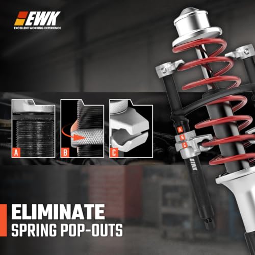 EWK Coil Spring Compressor Tool Set, 3-Piece Kit for MacPherson Strut | Parallel Safety Bracket & Dual Anti-Slip Jaws for Stable Spring Compression, 2645 lb Capacity