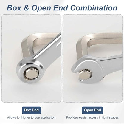 HARFINGTON 2Pcs Mini Super Thin Combination Wrench 5.5mm Metric 6-Point Box and Open End Stainless Steel Double Ended Spanner Tool for Automotive Pipe Furniture Machinery DIY Repair, Silver - size: 5.5mm